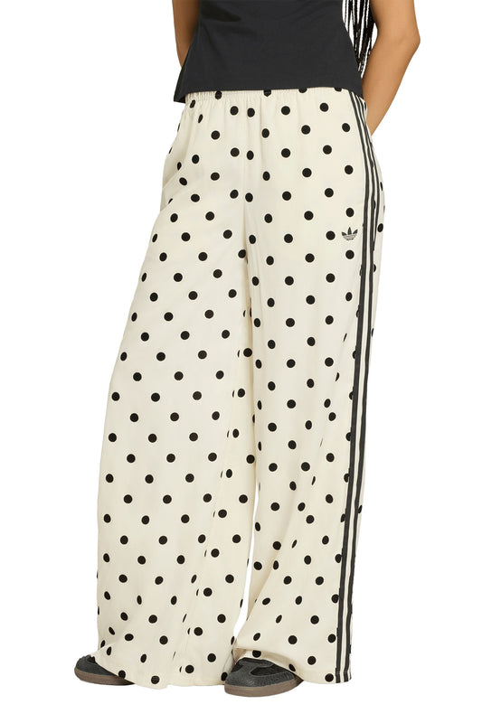 Satin Polka Dots Wide Leg Pant Off White
