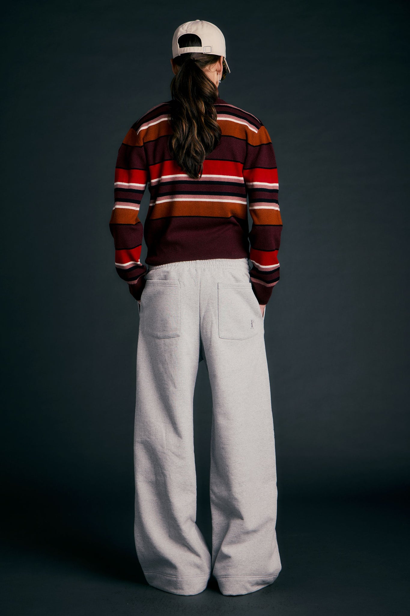 Pin Tuck Track Pants Grey Marle