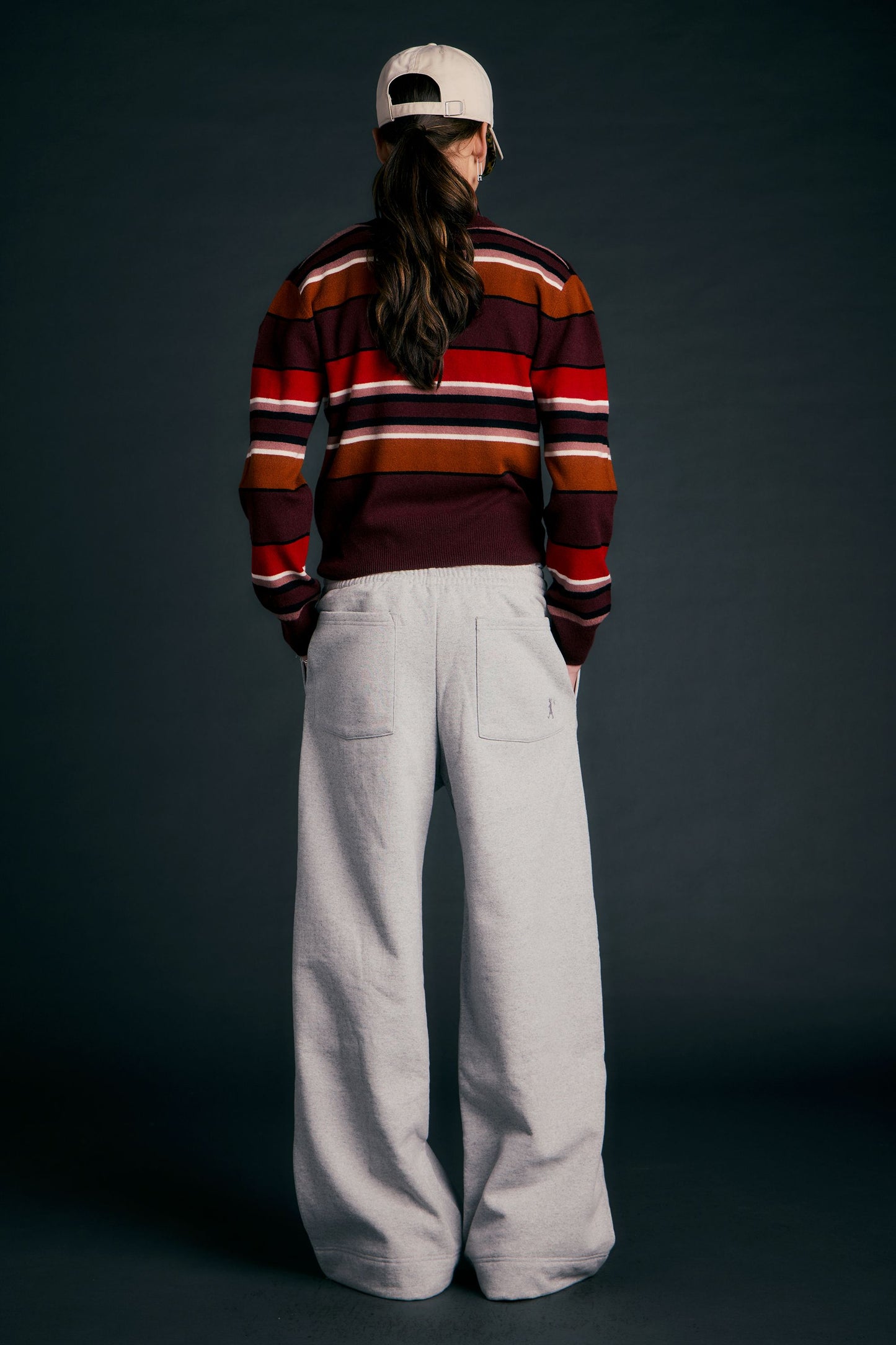 Pin Tuck Track Pants Grey Marle