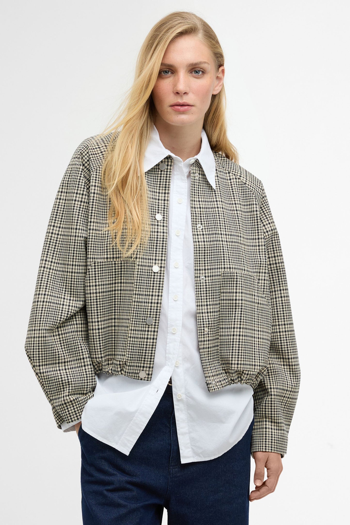 Leyburn Check Showerproof Bomber Jacket Olive Prince Of Wales