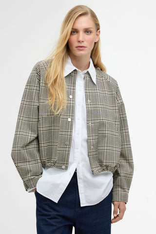 Leyburn Check Showerproof Bomber Jacket Olive Prince Of Wales