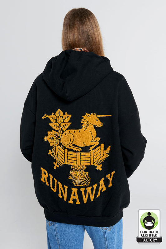 Runaway Unicorn Oversized Hoodie Black/Gold