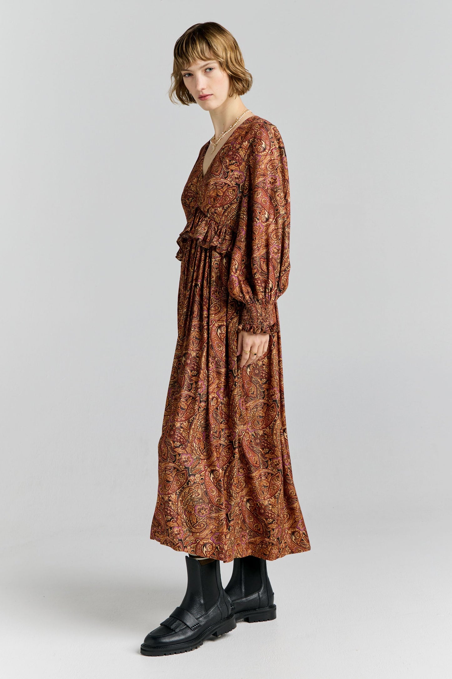 Halo Dress Burgundy Multi