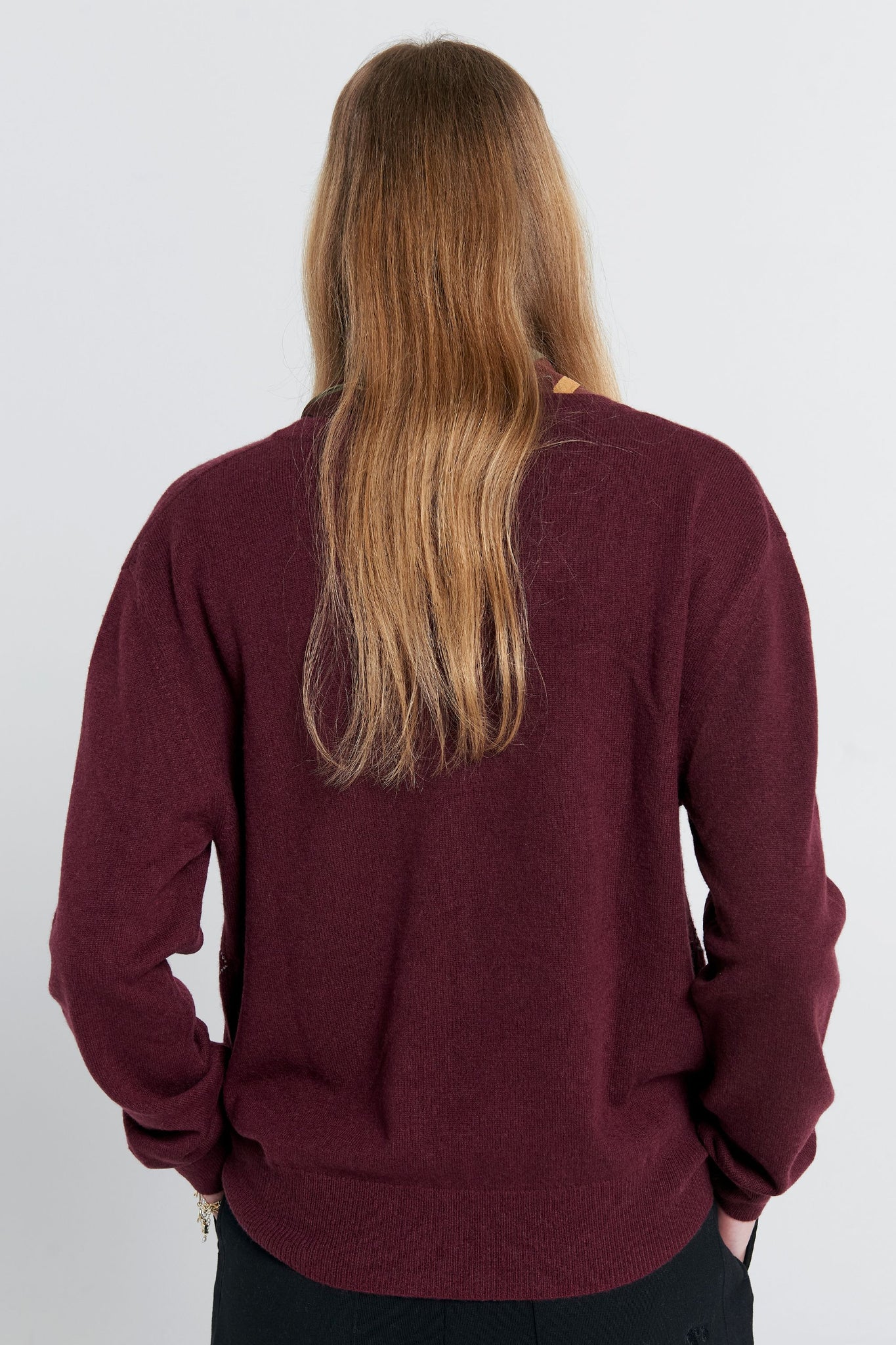 Club Argyle Sweater Burgundy