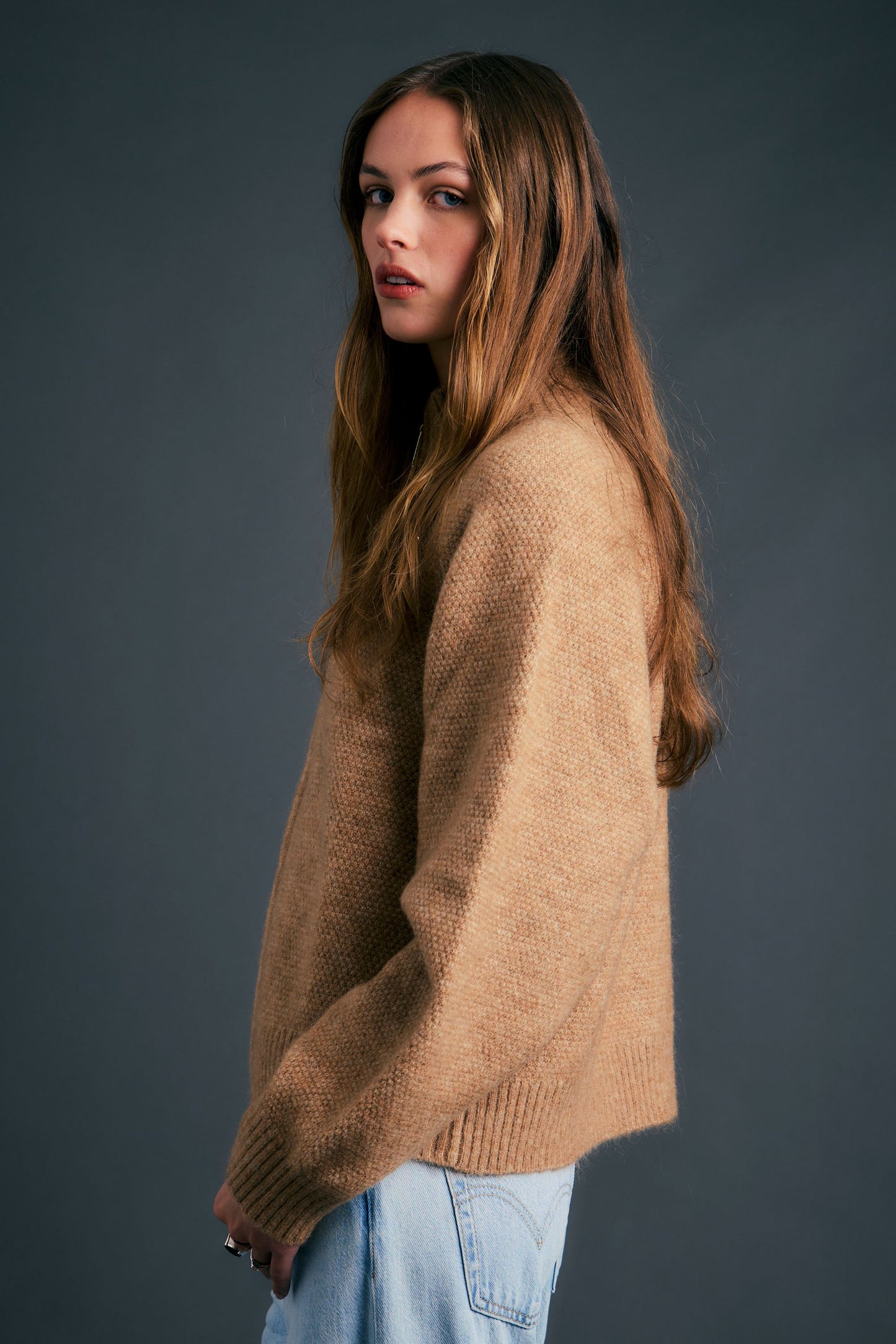 Nestle Knit Bomber Camel