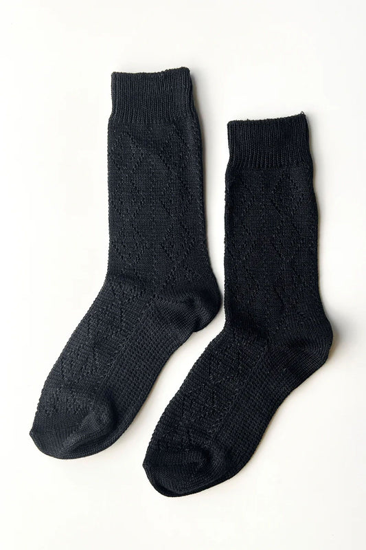 Modal Eyelet Socks Jet Black