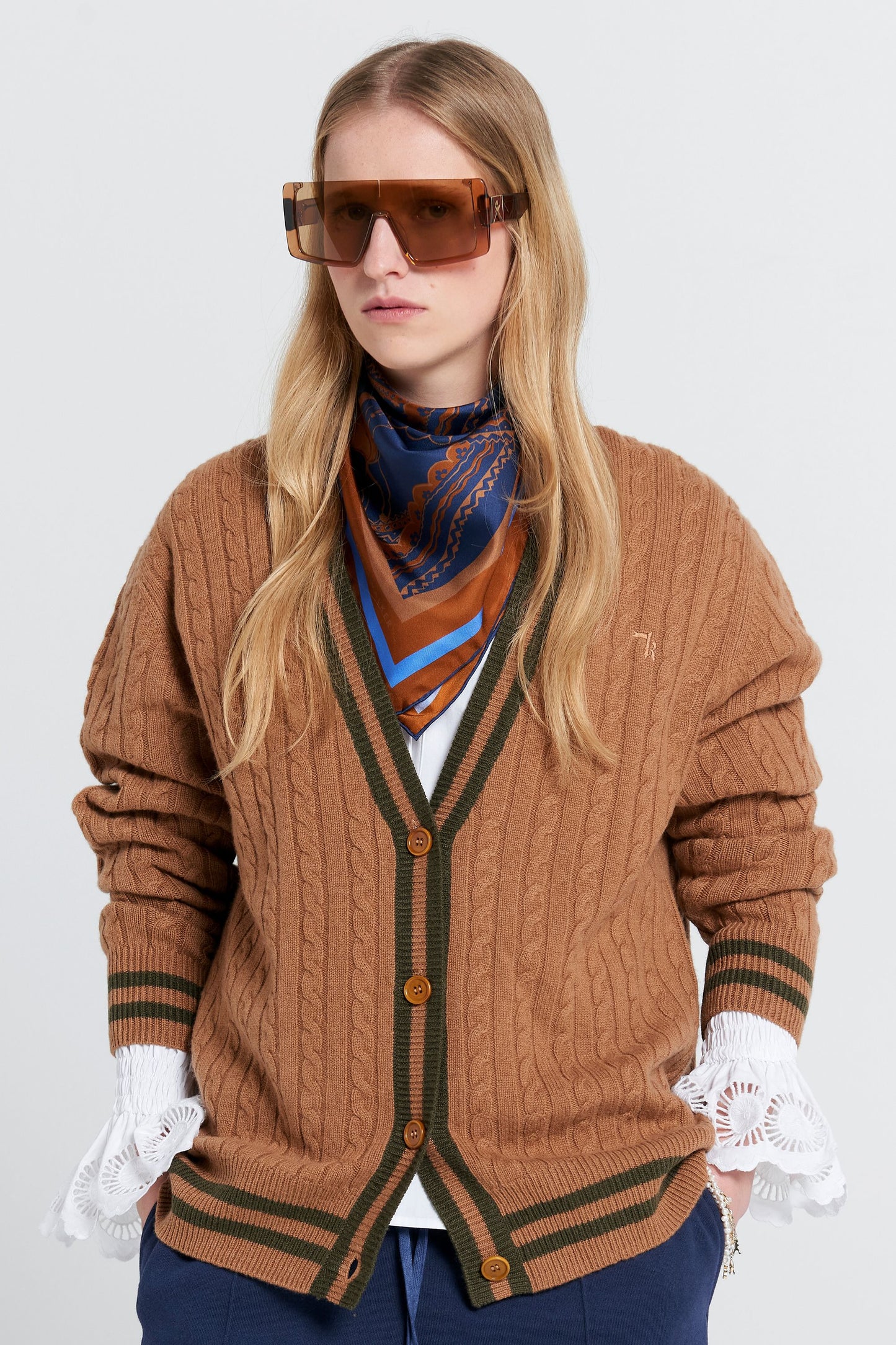 Collegiate Knit Cardigan Tan/Olive