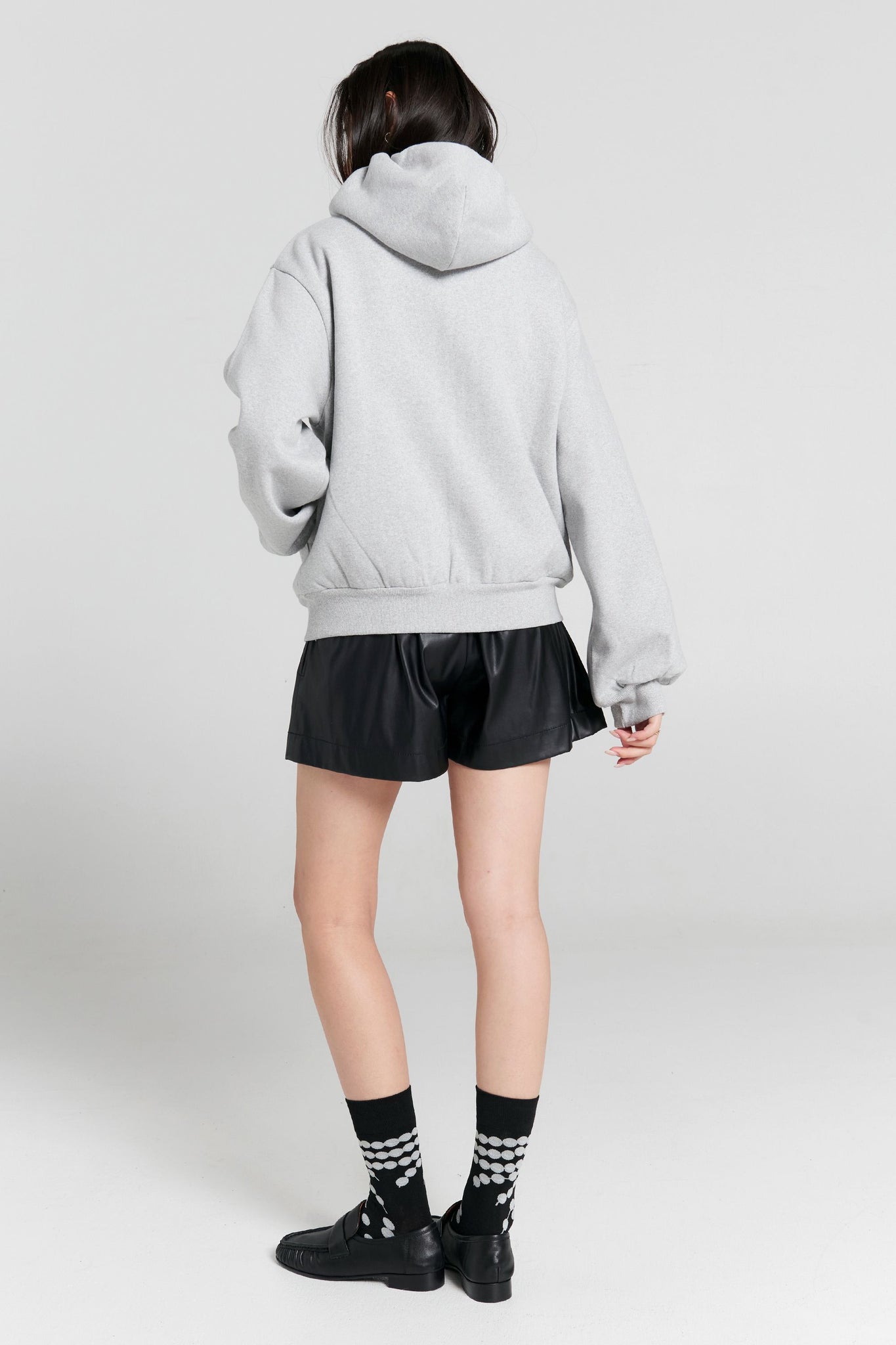 Runaway Girl Cropped Oversized Hoodie Grey Marle