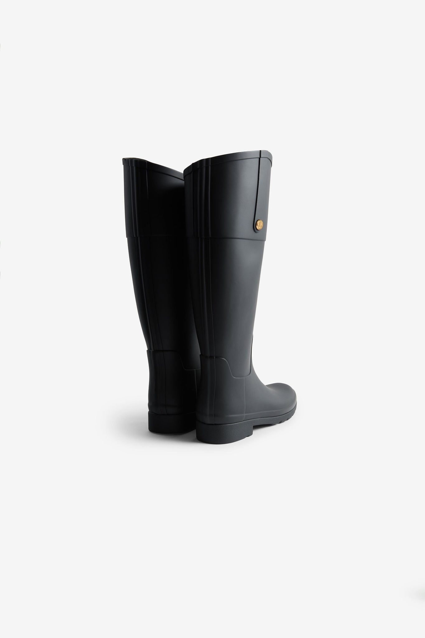 Refined Gold Trim Riding Boot Black
