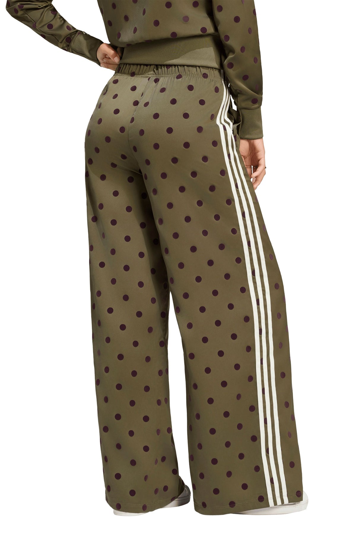 Satin Polka Dots Wide Leg Pant Olive Strata