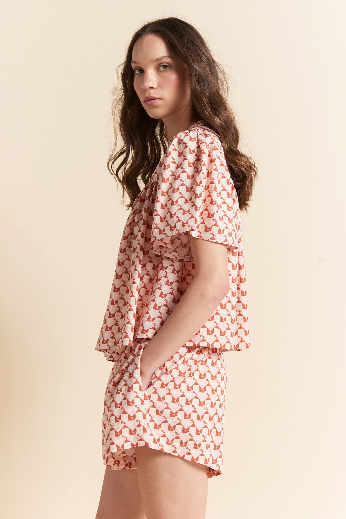 Monogram Tiles Gathered Boxer PJ Rose