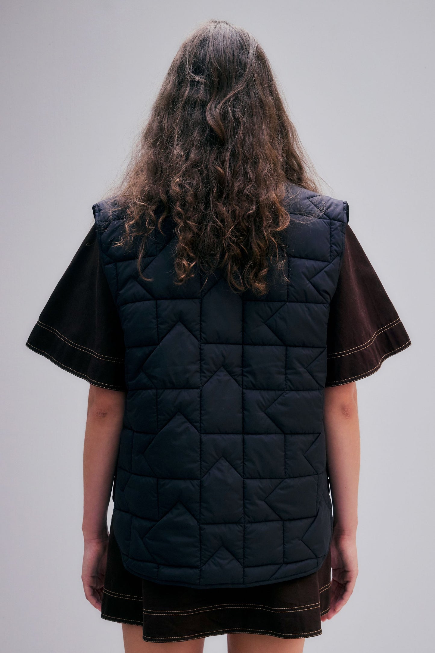 Quilted Monogram Vest Black/Brown