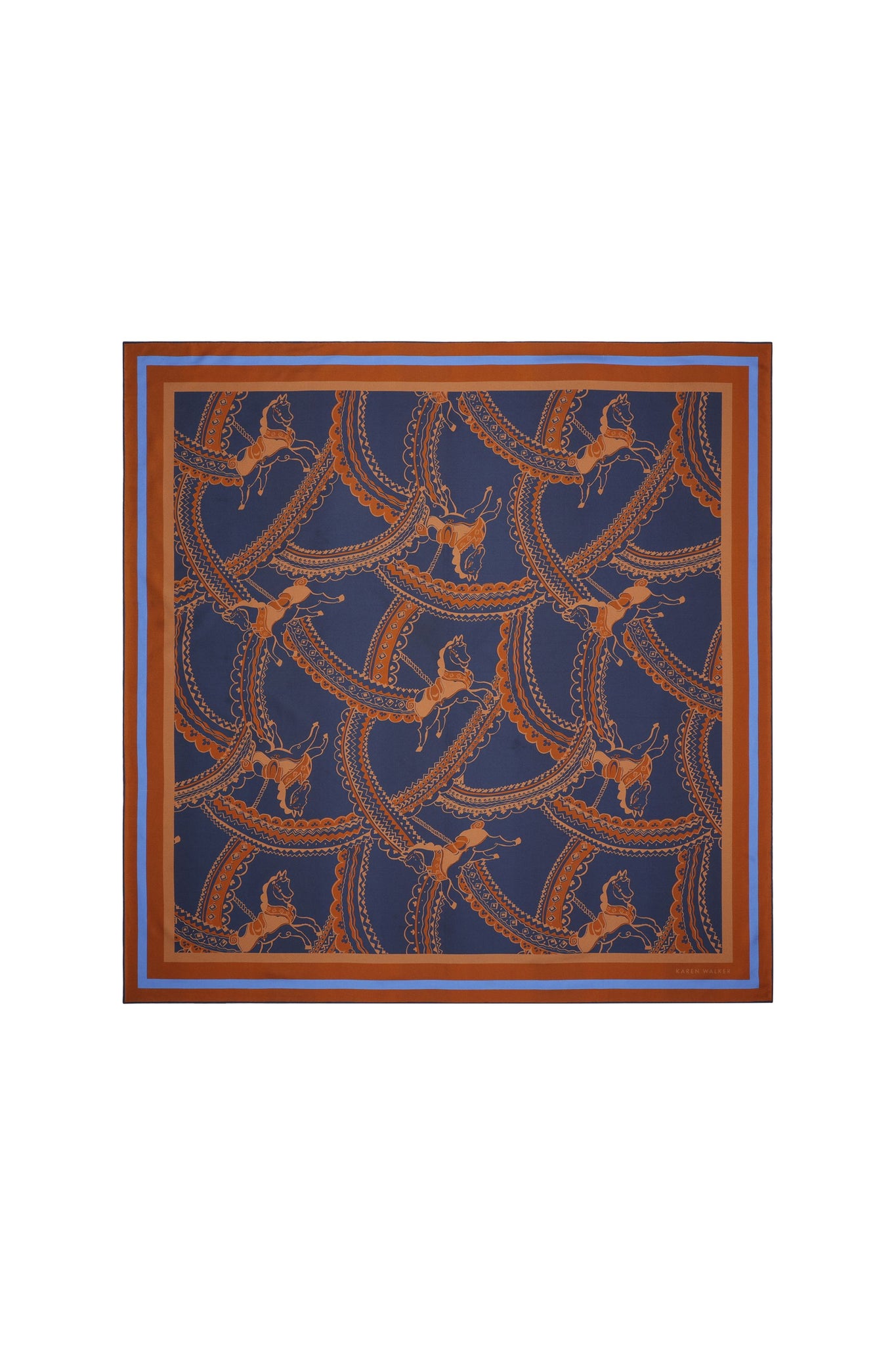 Carousel Classic Silk Scarf Navy Multi