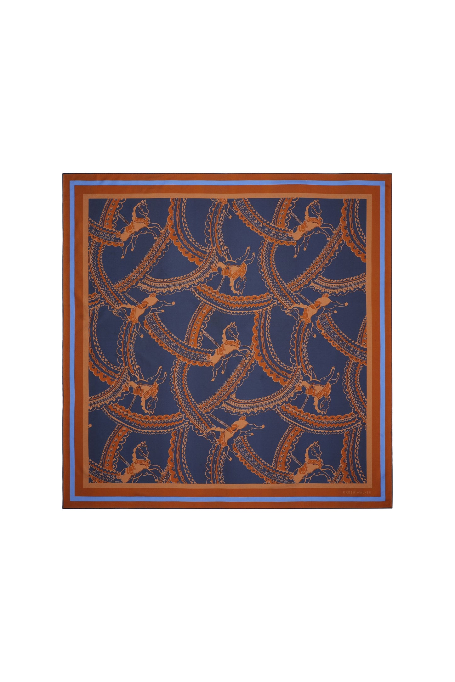 Carousel Classic Silk Scarf Navy Multi