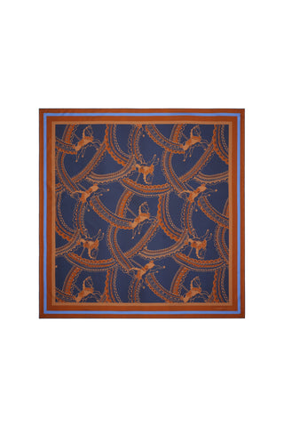 Carousel Classic Silk Scarf Navy Multi