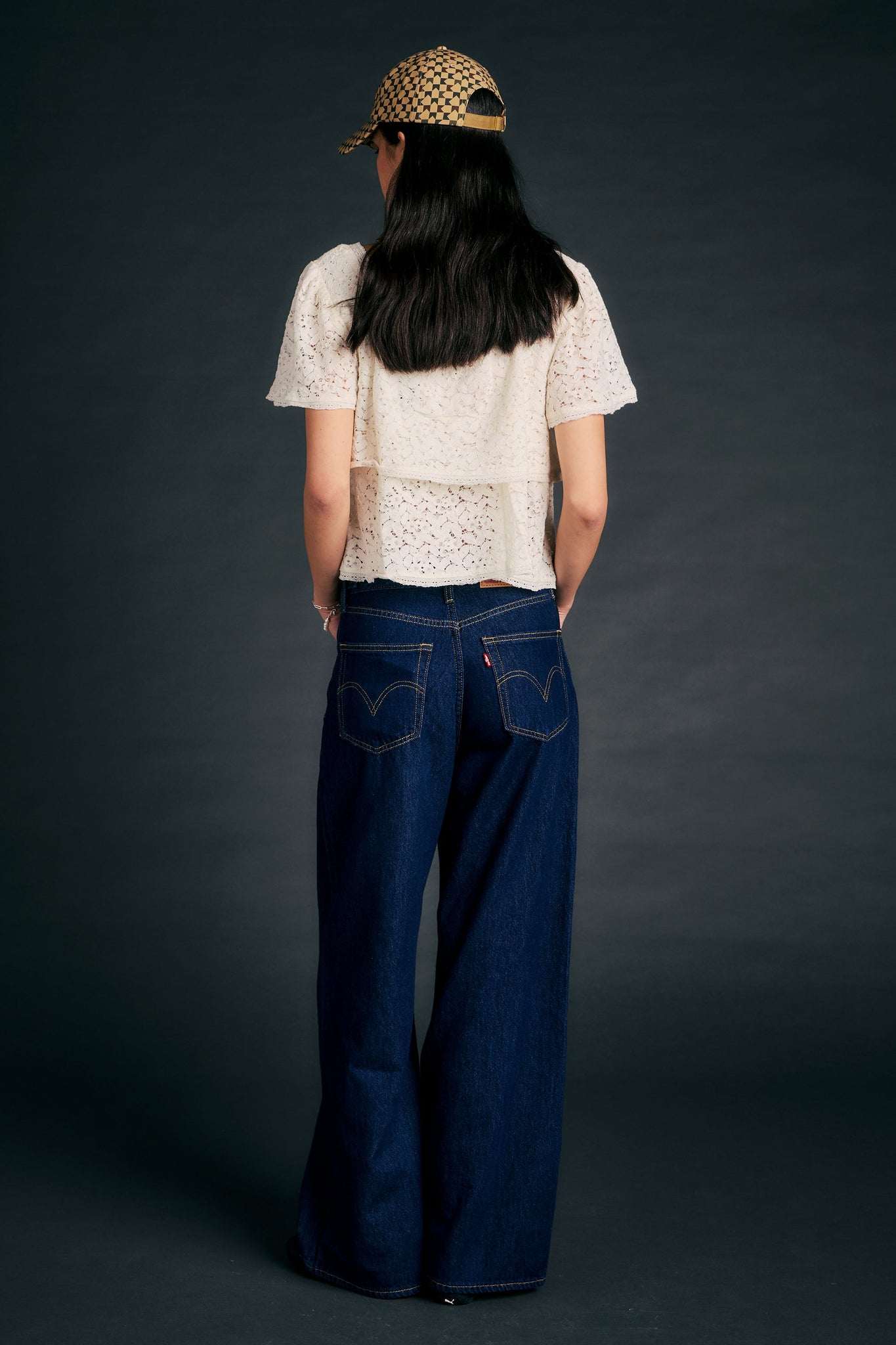 Dom SS Lace Blouse Egret Lace Egret