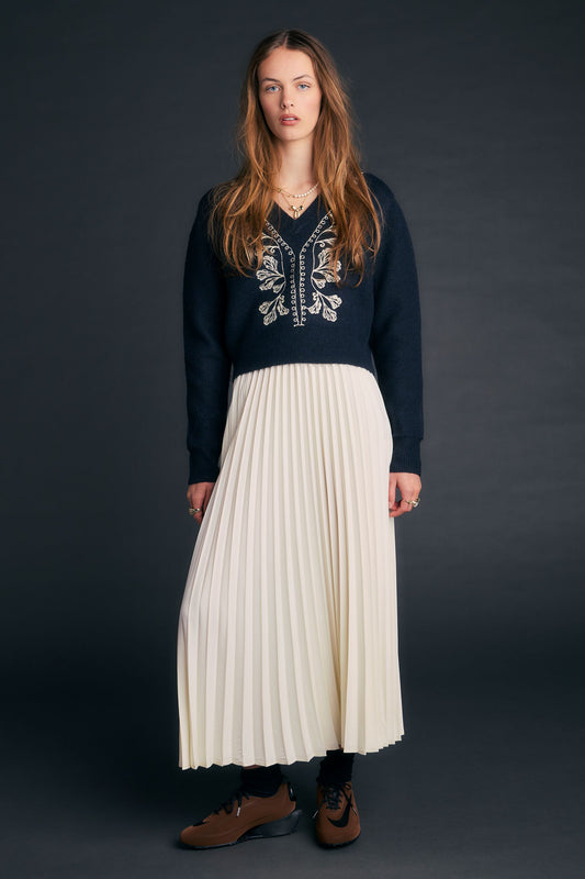 Sunray Pleated Skirt Cream