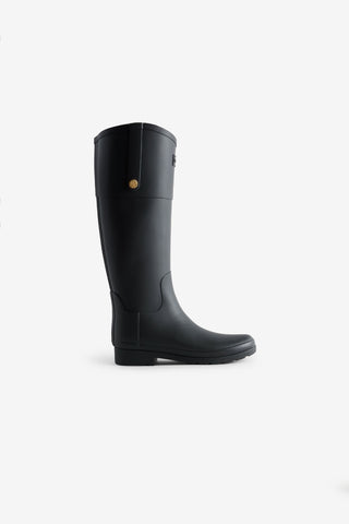 Refined Gold Trim Riding Boot Black