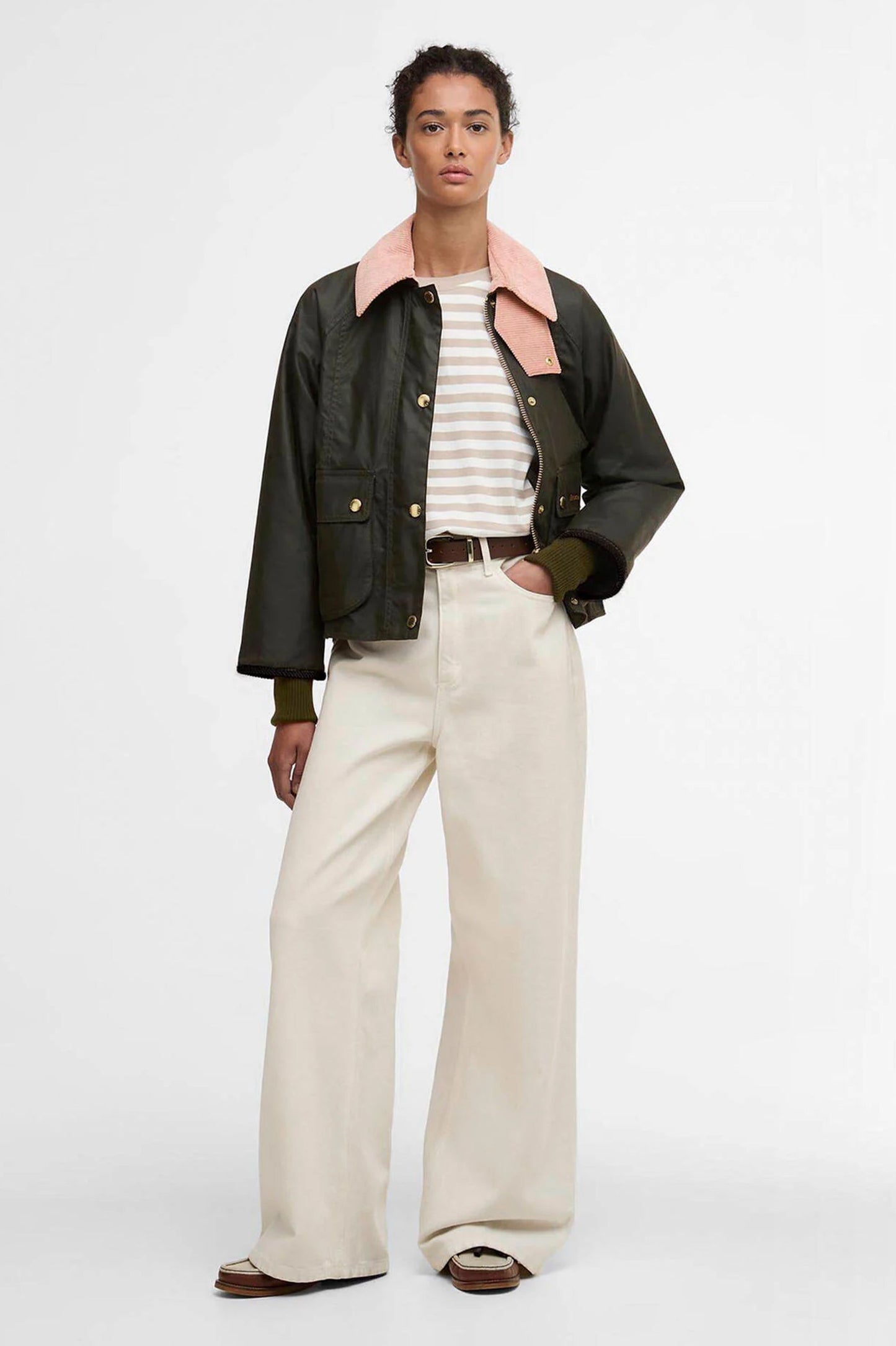 Cropped Beadnell Wax Archive Olive/Ancient/Gardenia