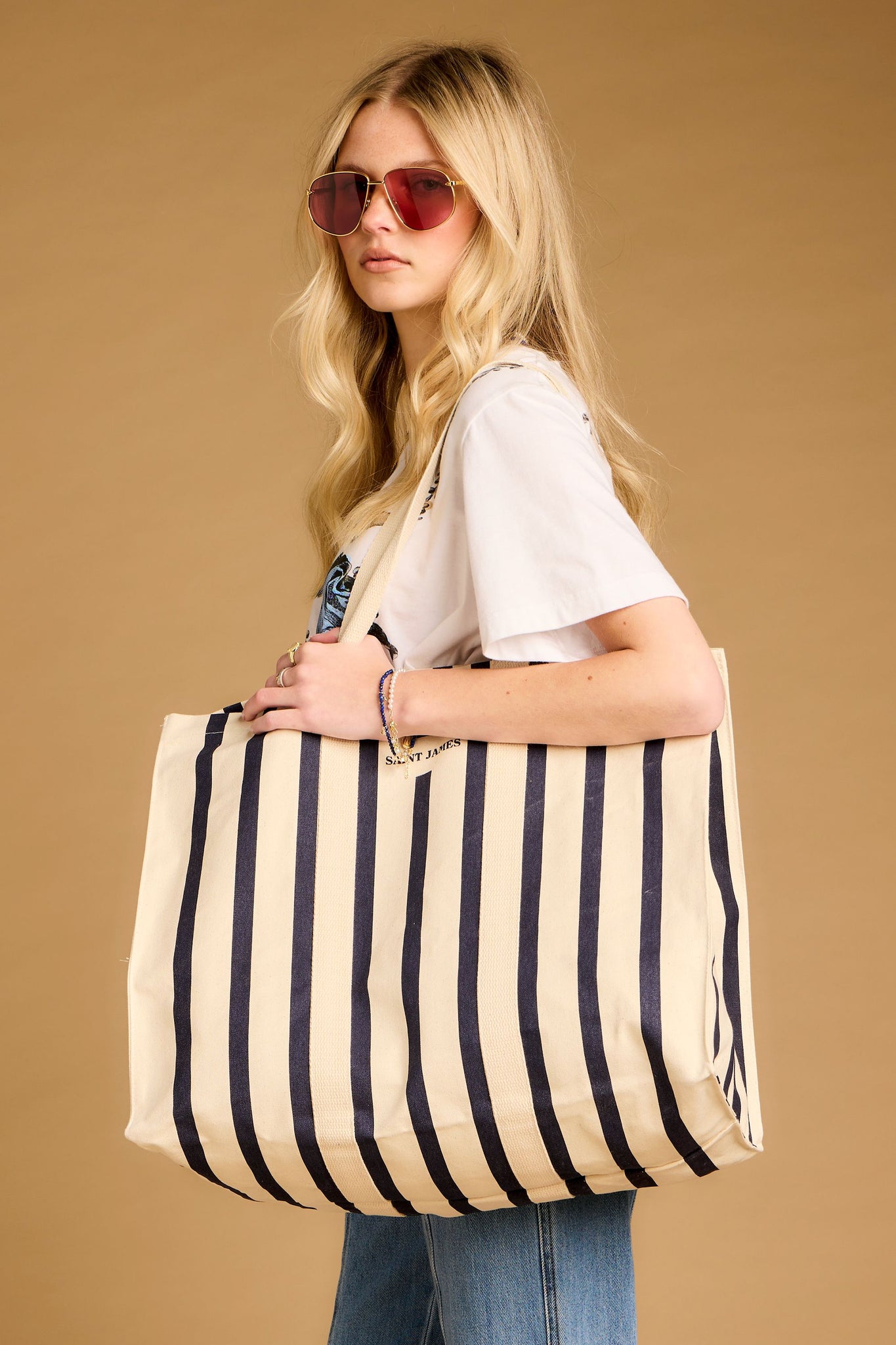 Grand Sac Cabas Ecru/Marine