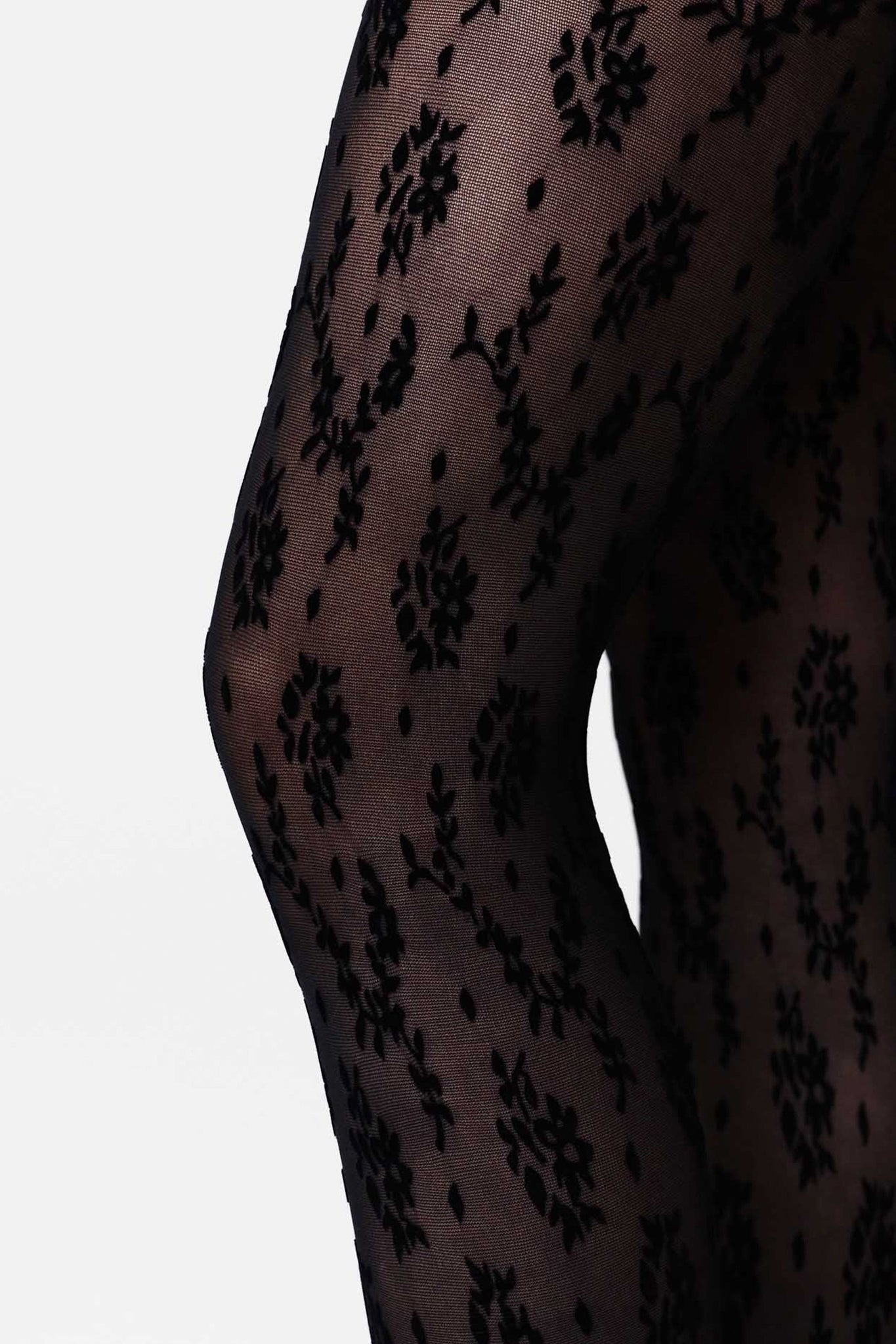 Magnolia Flocked Tights Black