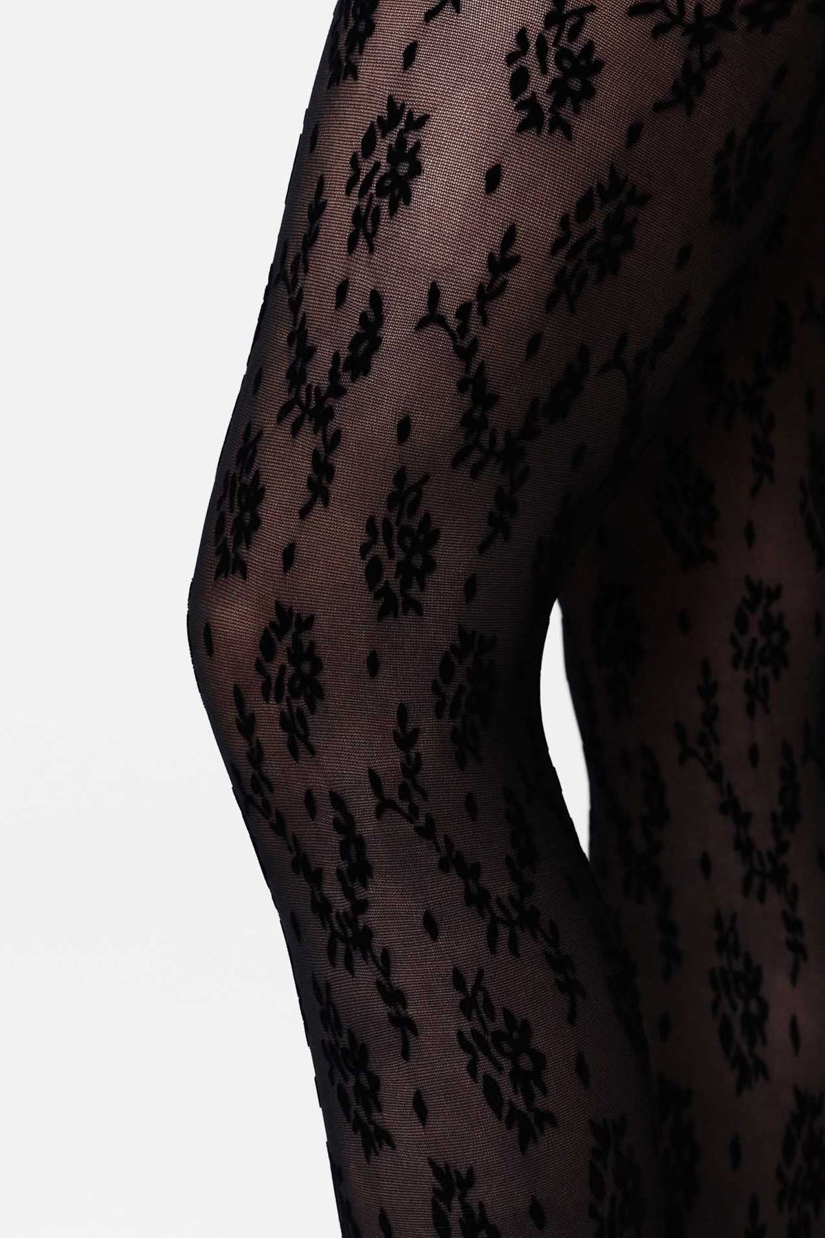 Magnolia Flocked Tights Black