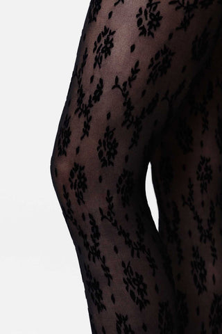 Magnolia Flocked Tights Black