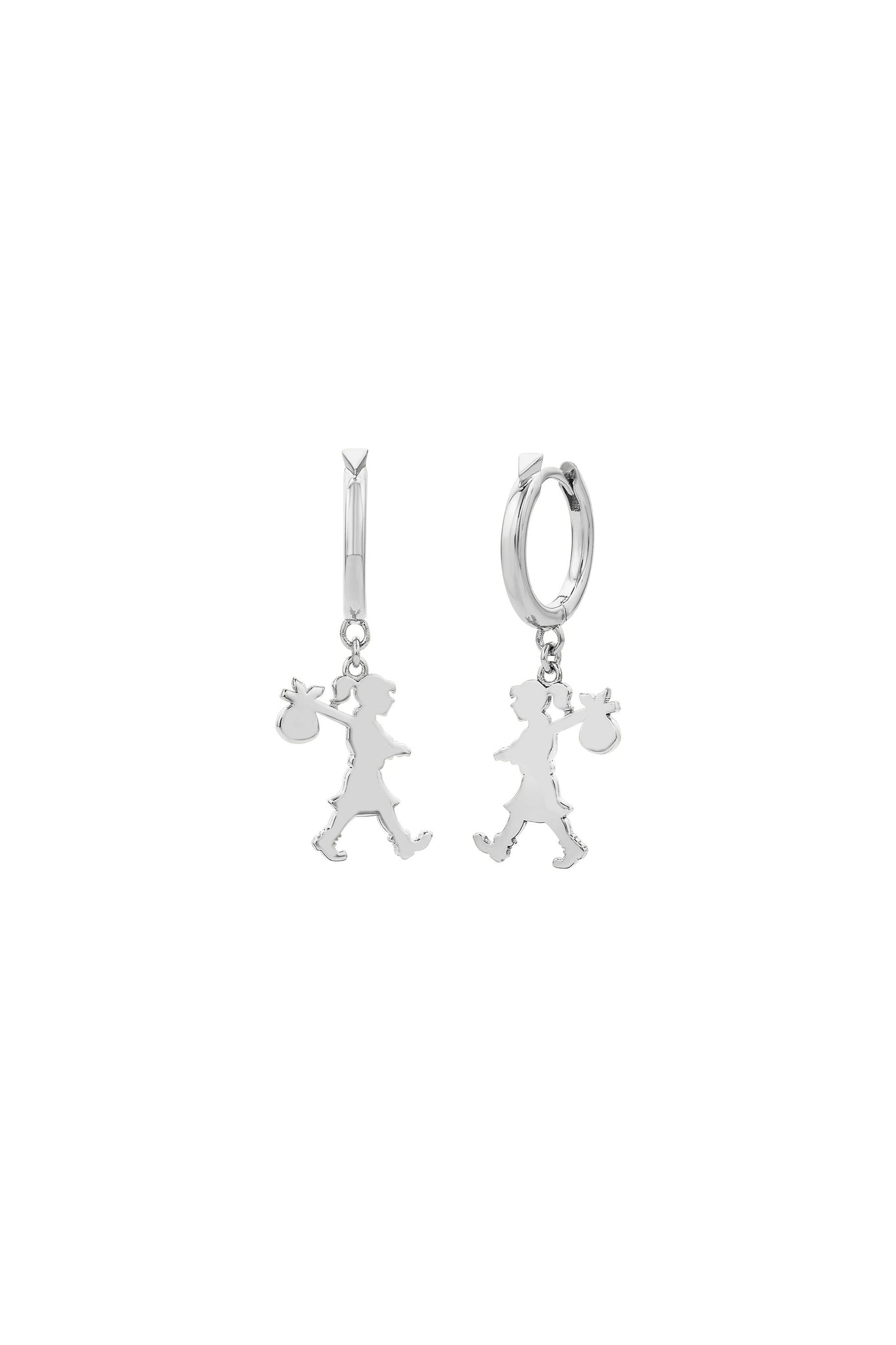 Small Runaway Girl Earrings Silver