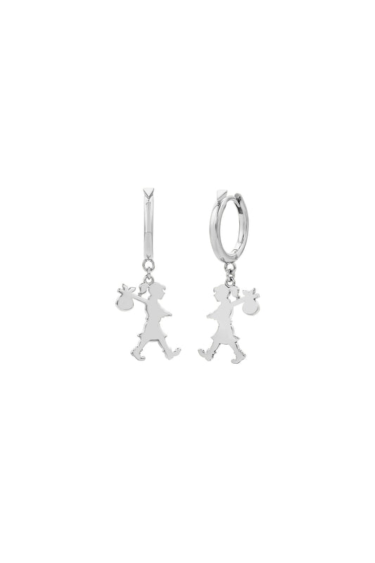 Small Runaway Girl Earrings Silver