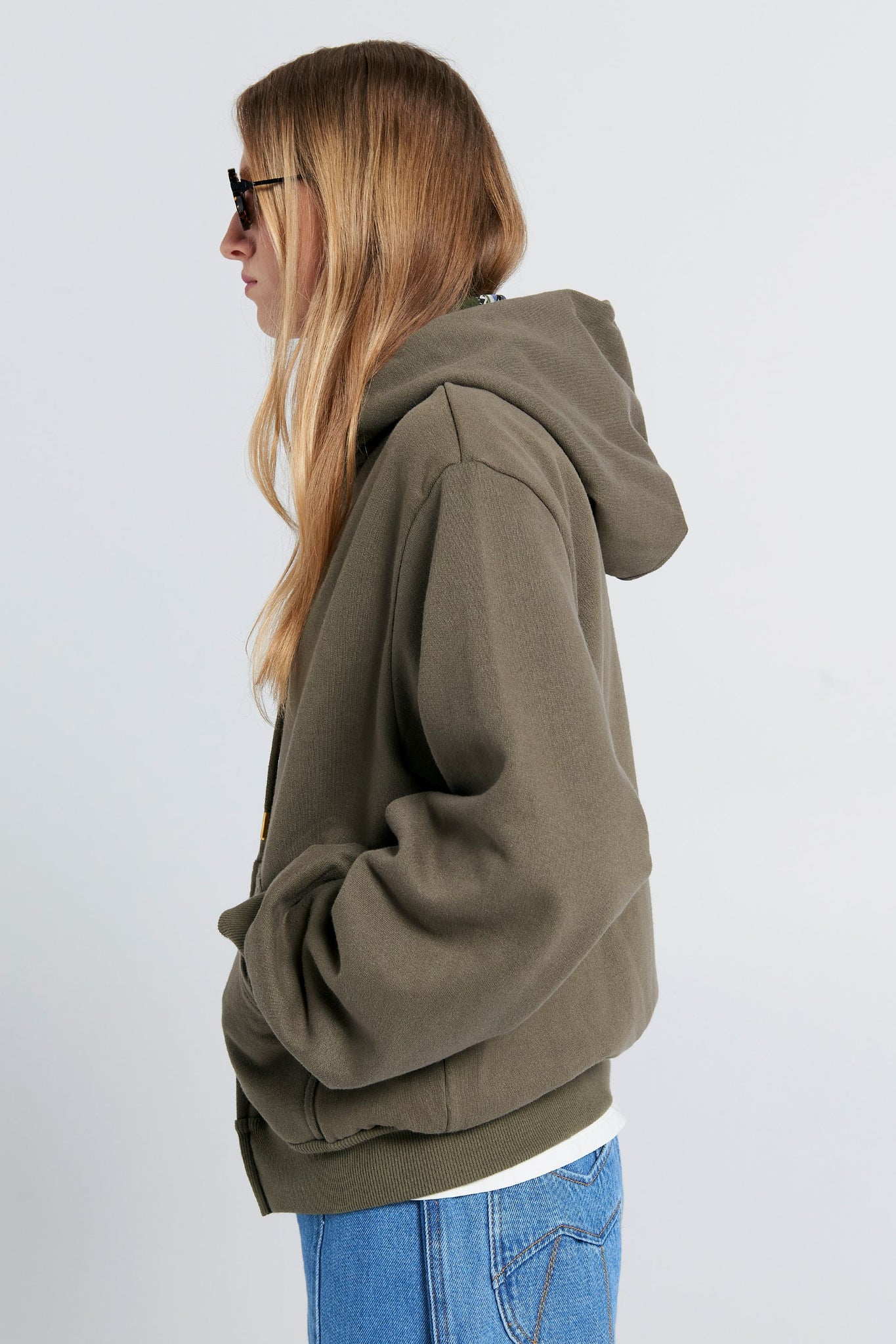 Runaway Girl Cropped Oversized Hoodie Hunter Green