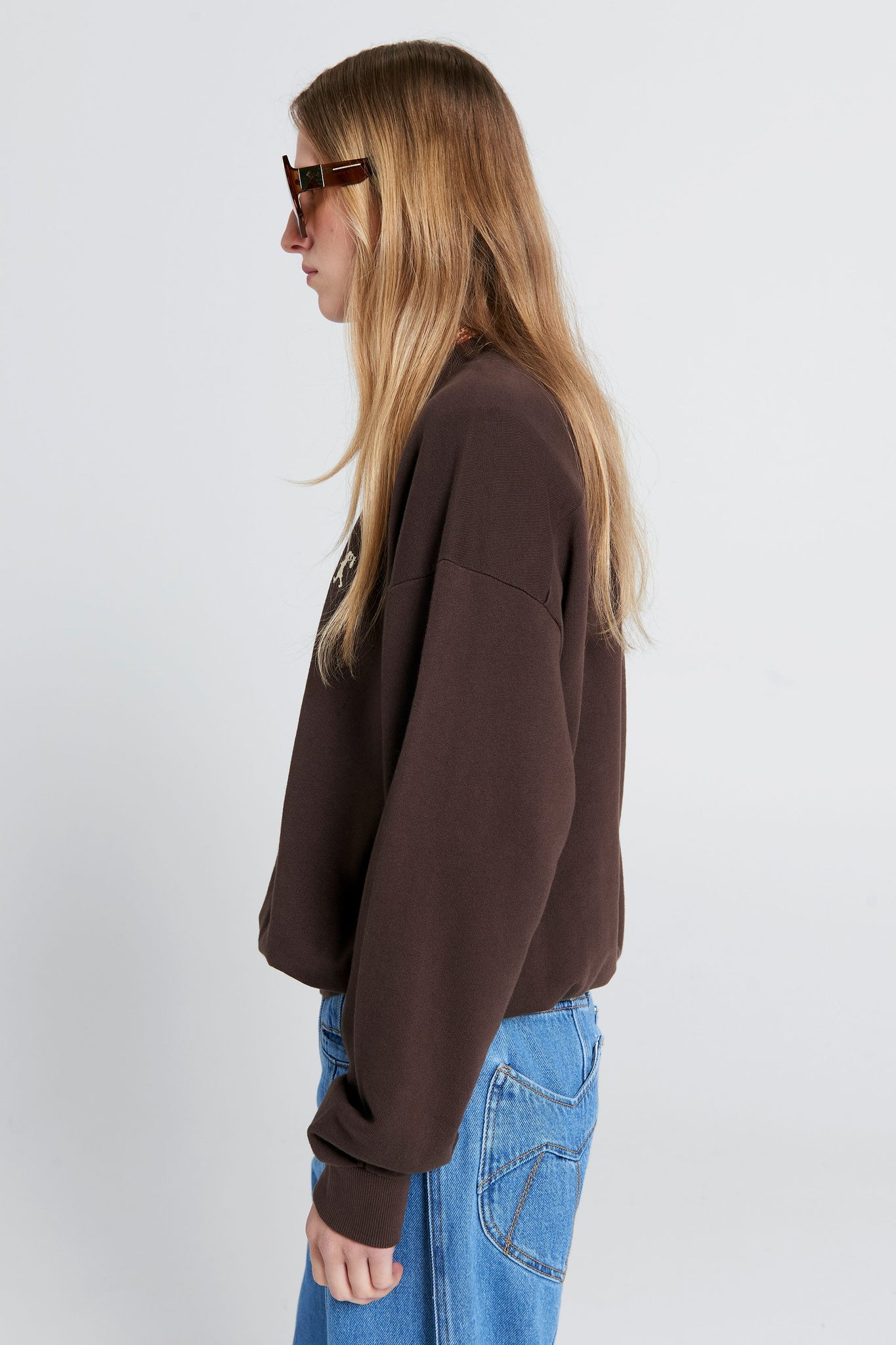 Runaway Girl Organic Cotton Crewneck Sweatshirt Chocolate Brown