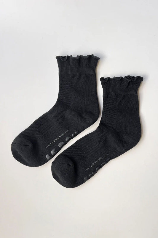 Ruffle Hugger Crew Socks Black/Black