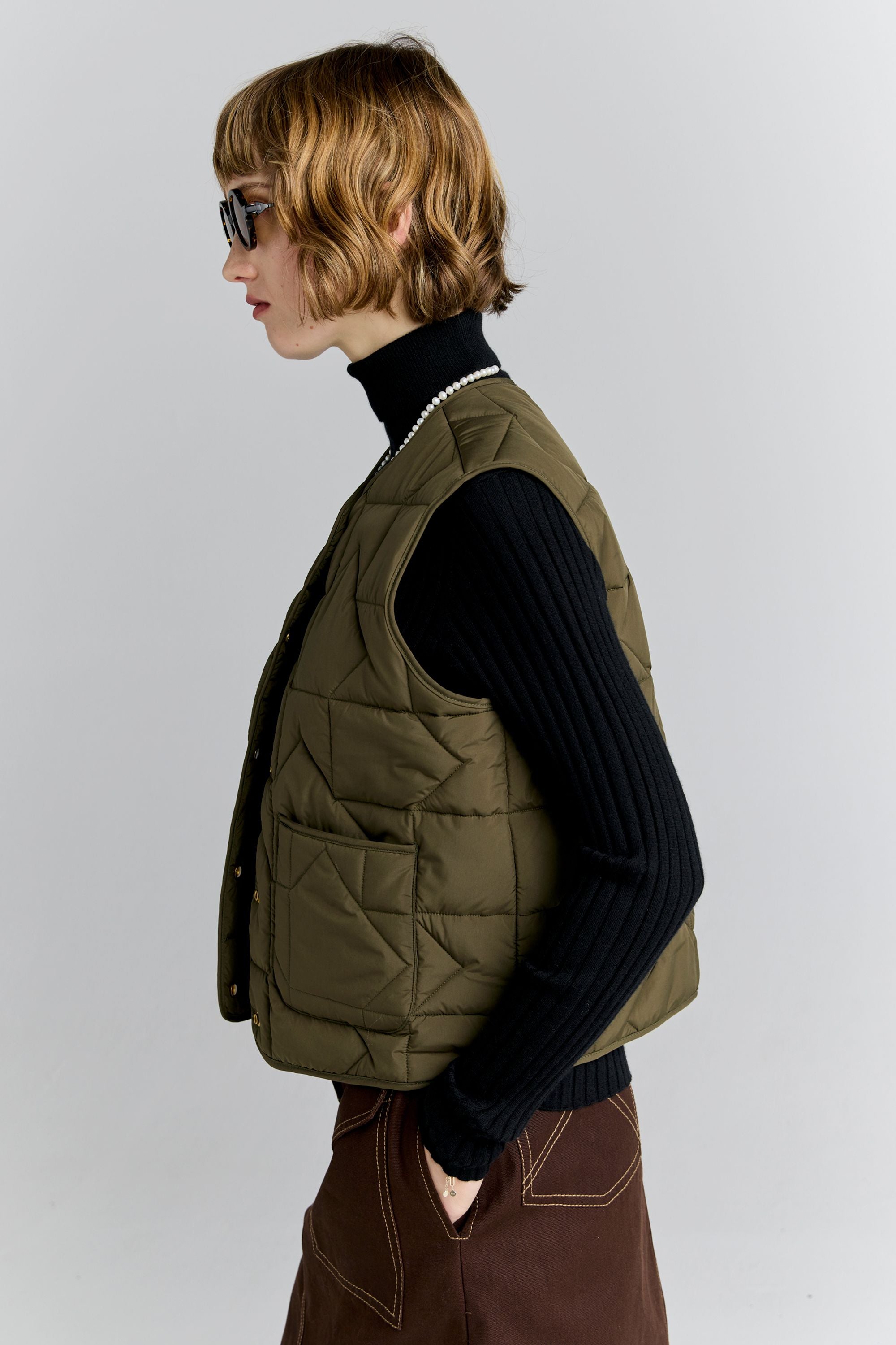 Quilted Drift Vest Dark Olive – Karen Walker