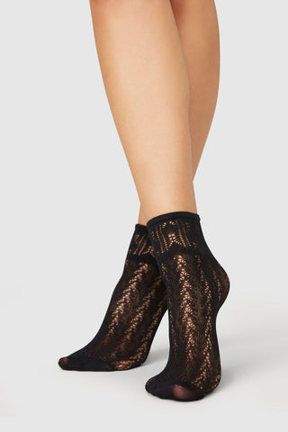 Erica Crochet Socks Black