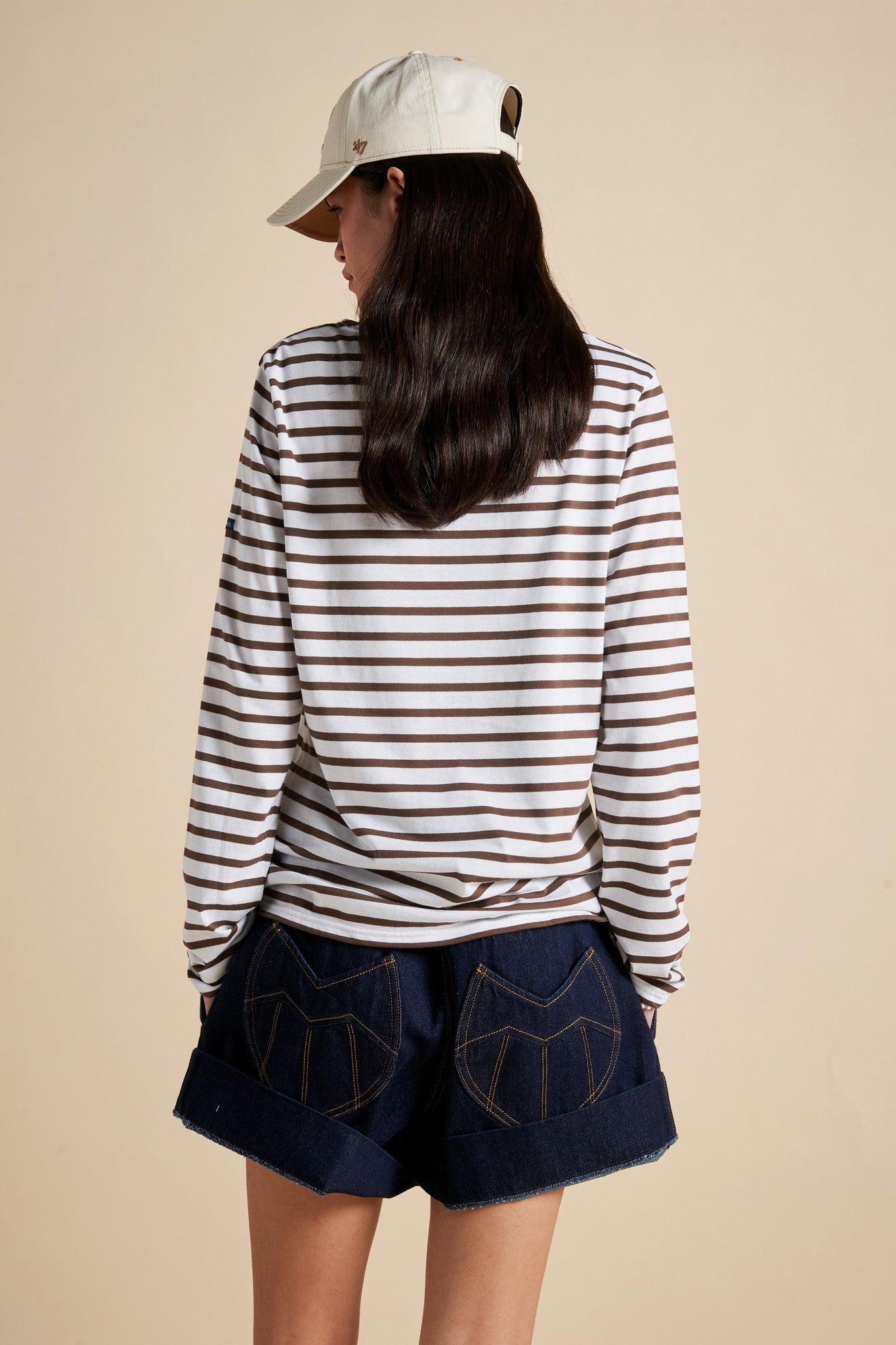 Minquiers Moderne Striped Sailor Shirt Neige/ Expresso