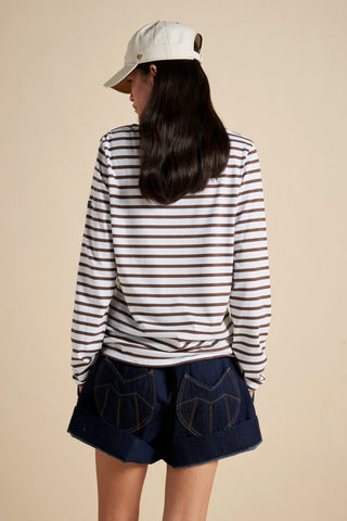 Minquiers Moderne Striped Sailor Shirt Neige/ Expresso