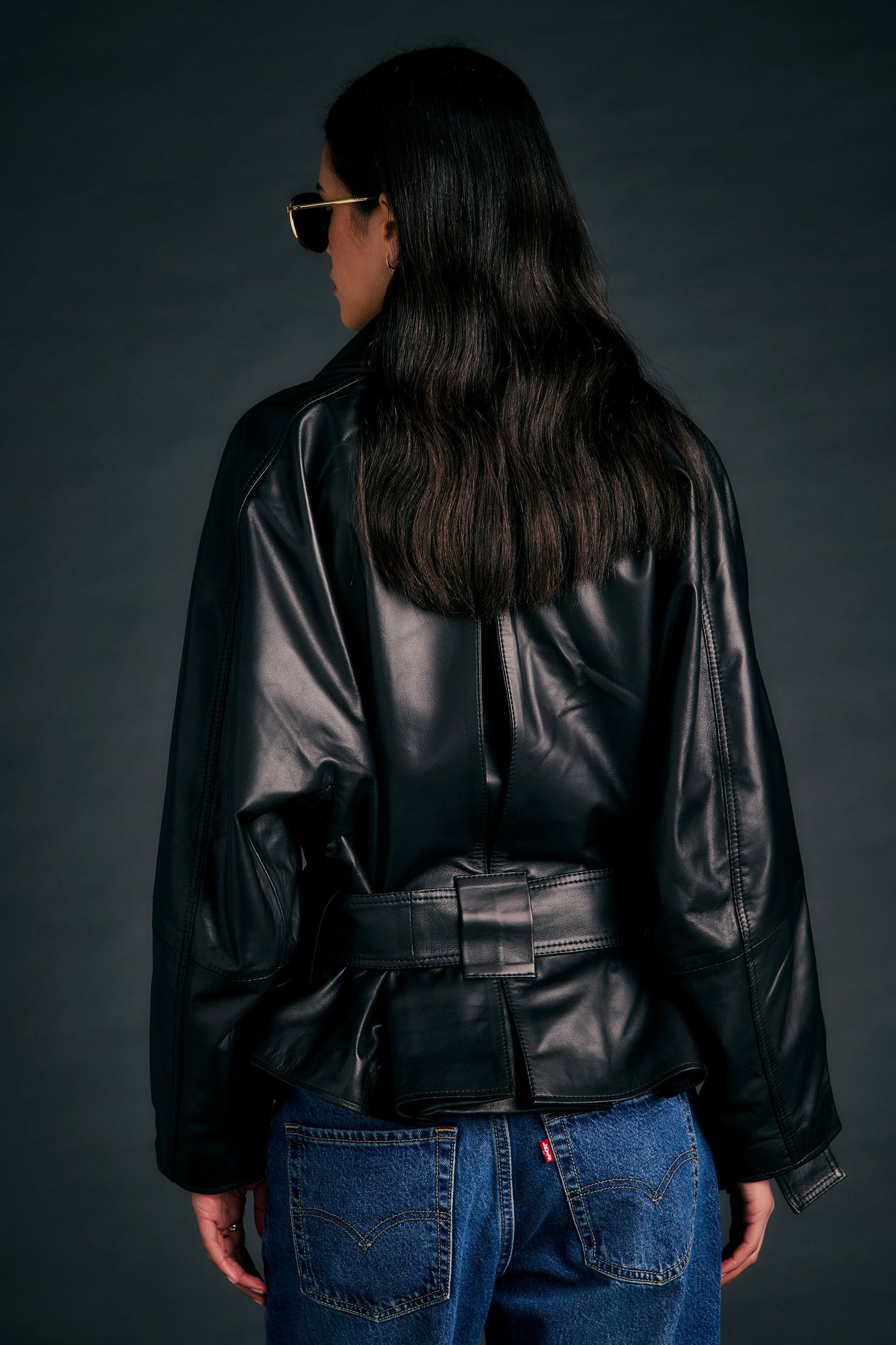 Leather Cropped Underground Coat Black
