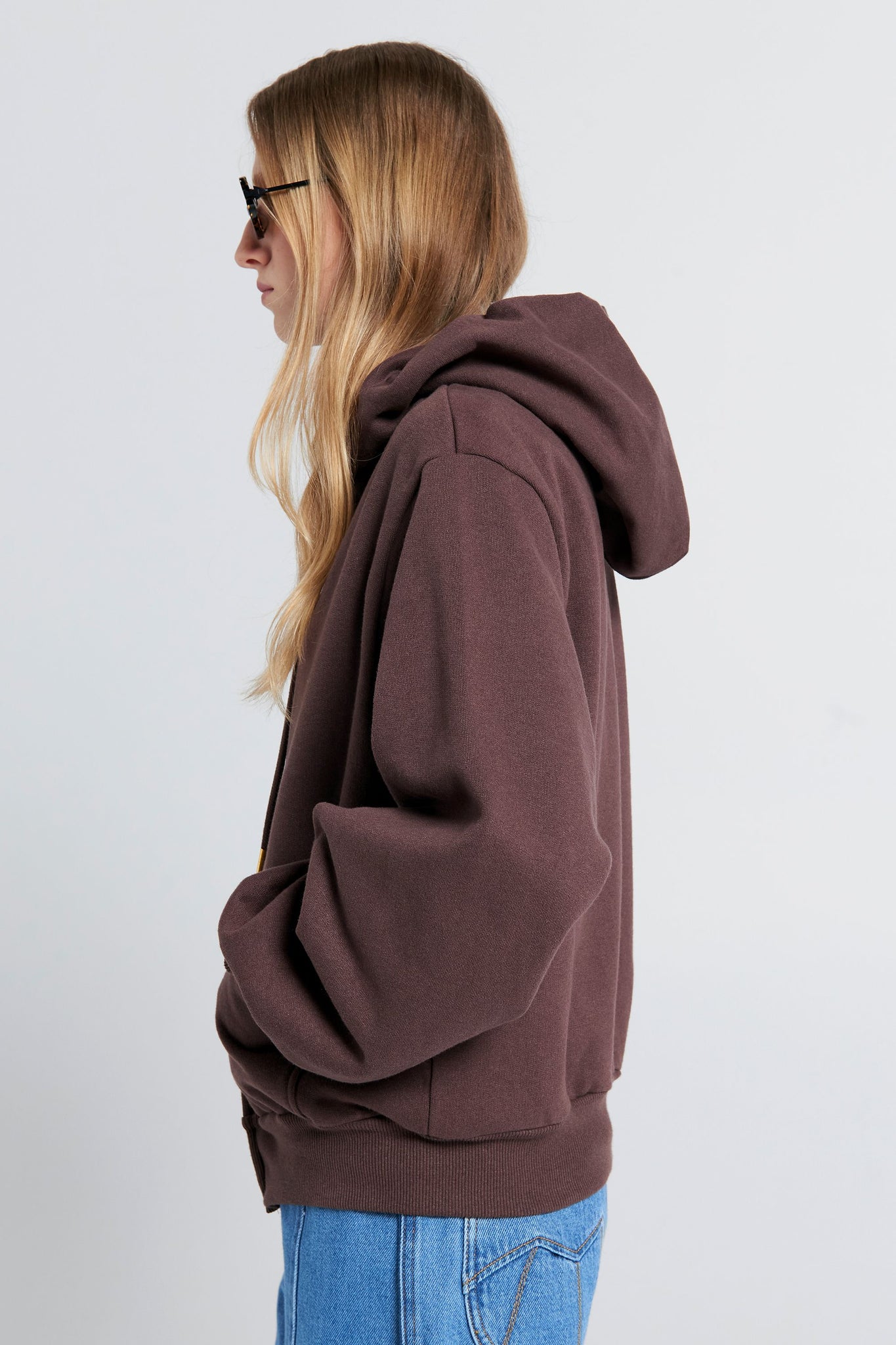 Runaway Girl Cropped Oversized Hoodie Chocolate Brown