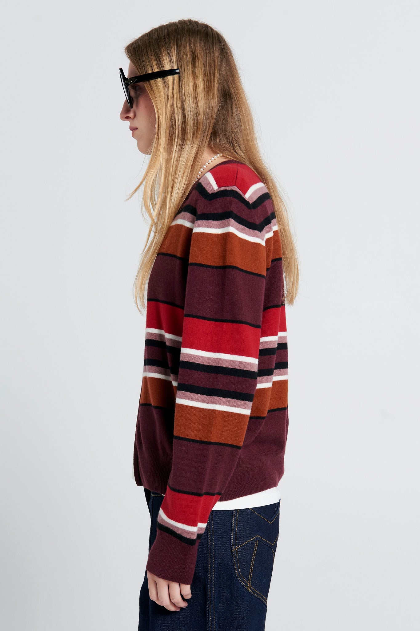 Elodie Cardigan Poppy Stripe
