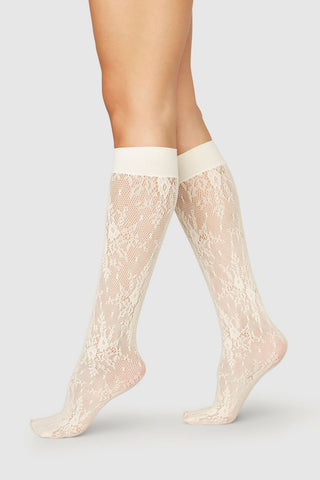 Rosa Lace Knee-Highs Ivory