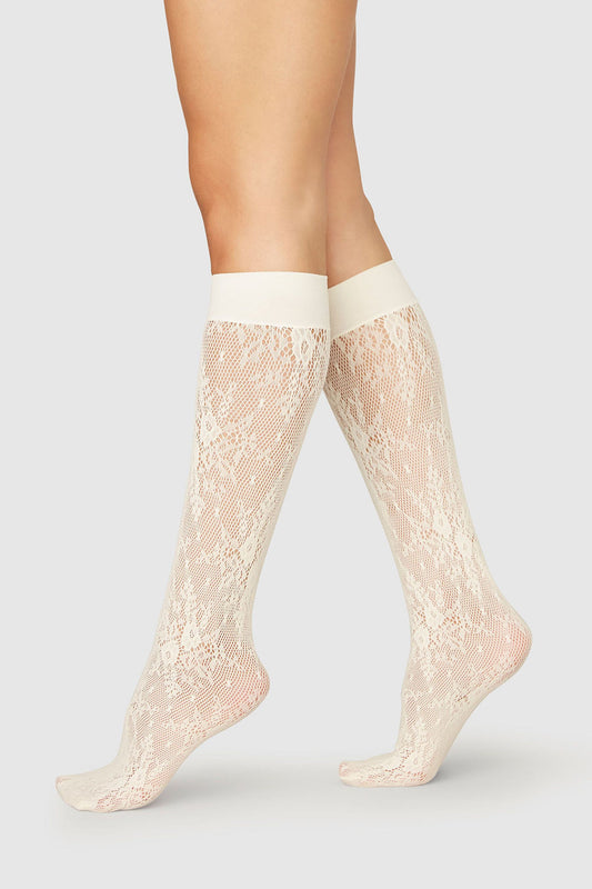 Rosa Lace Knee-Highs Ivory