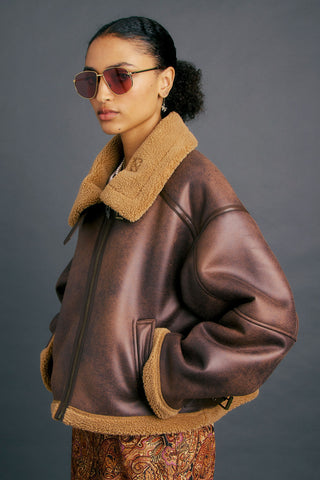 Cropped Aviator Jacket Brown/Chestnut