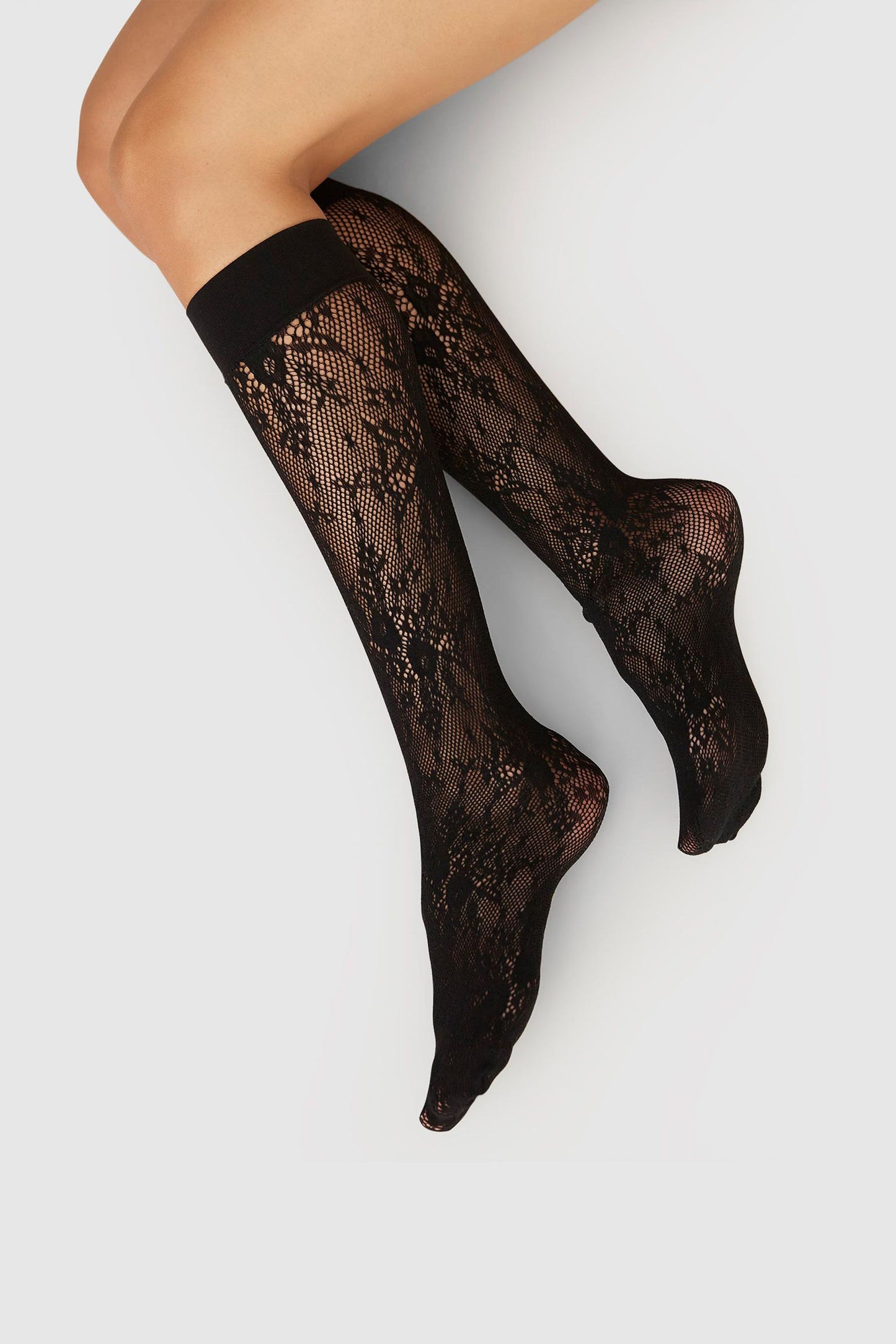 Rosa Lace Knee-Highs Black