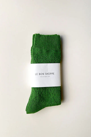 Modal Eyelet Socks Palm Green