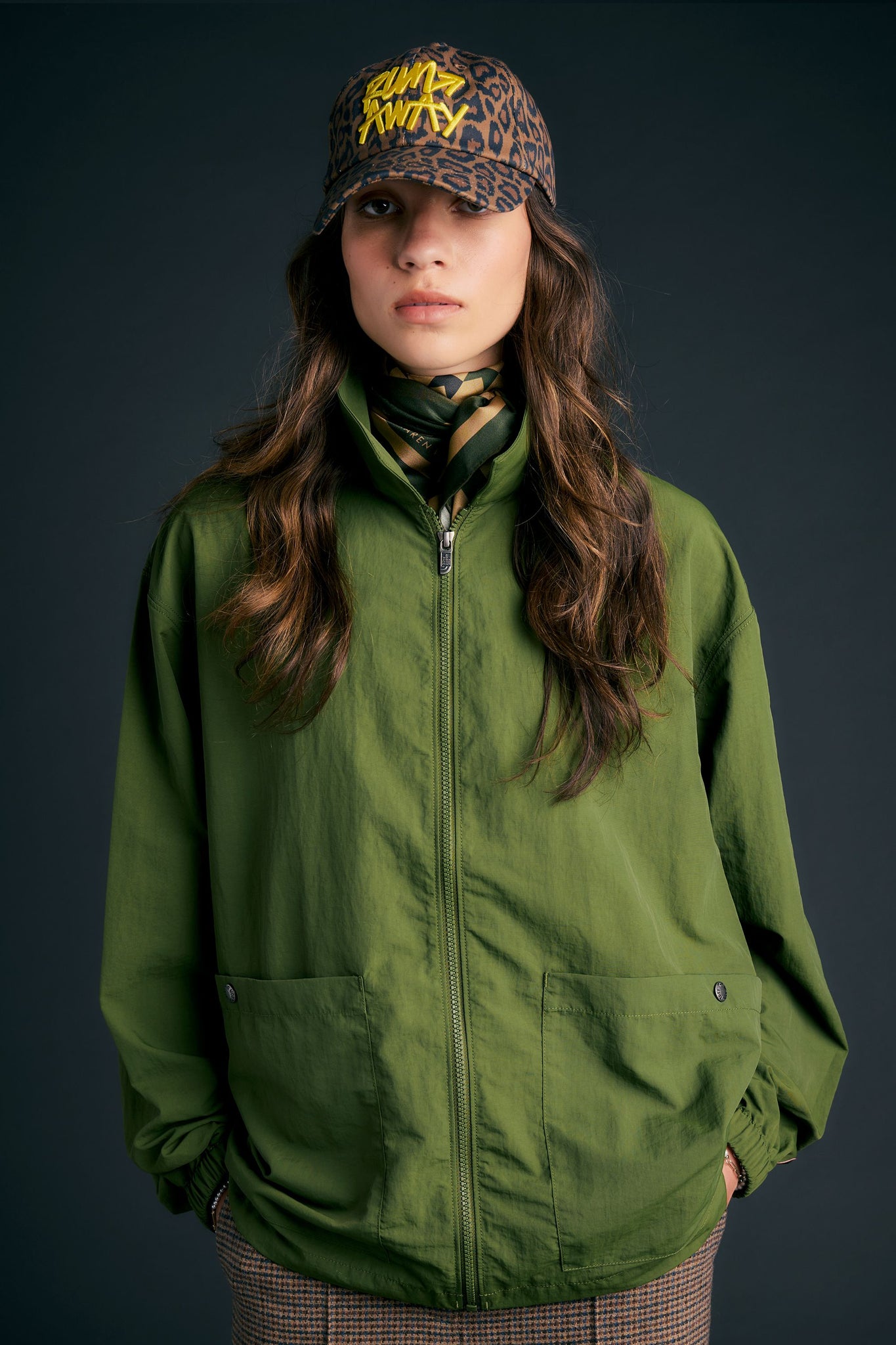 Red Box Nylon Long Sleeve Shirt Woodland Green