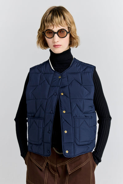 Quilted Drift Vest Navy – Karen Walker