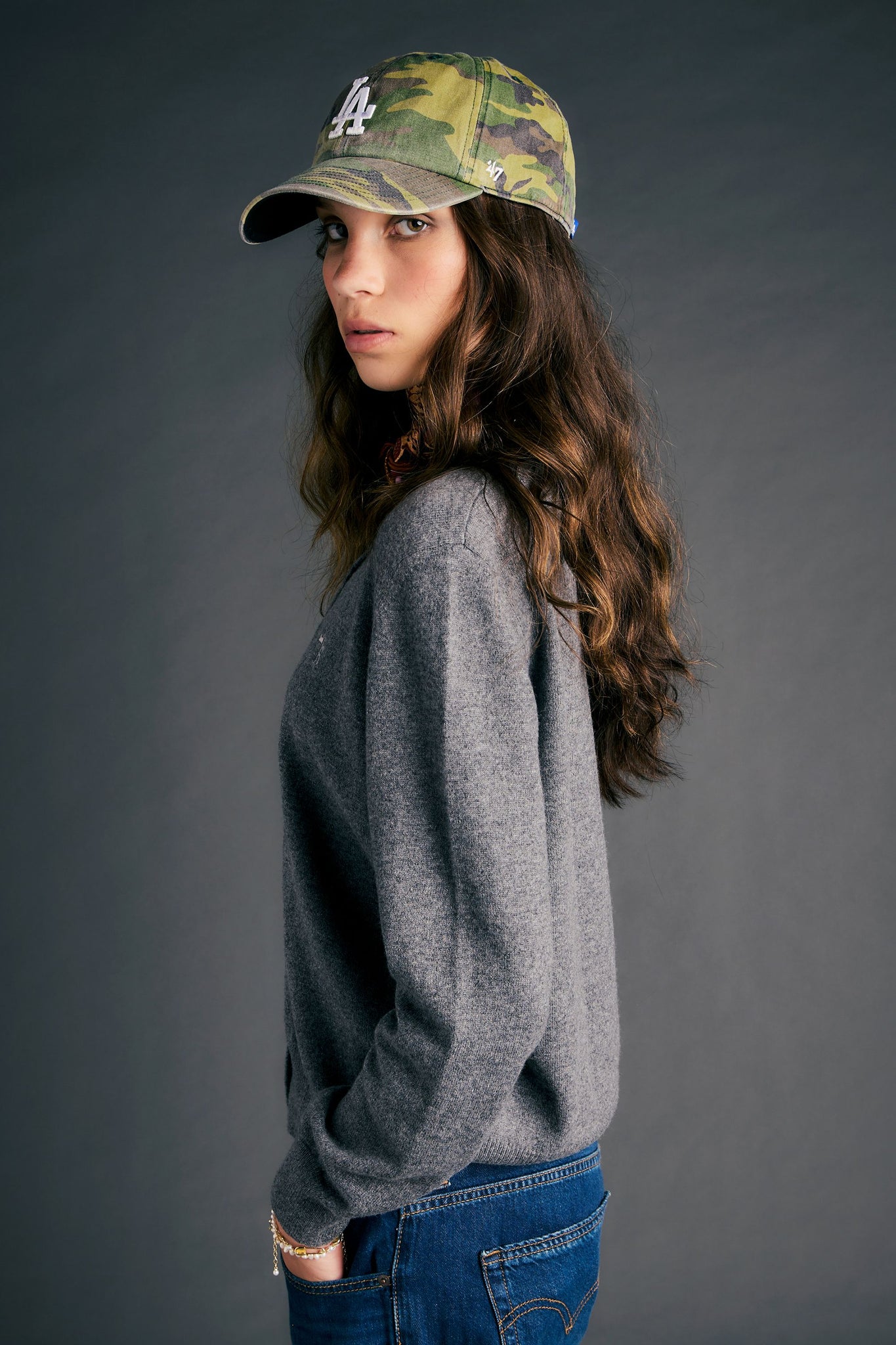 Posy Cashmere Cardigan Grey Marle