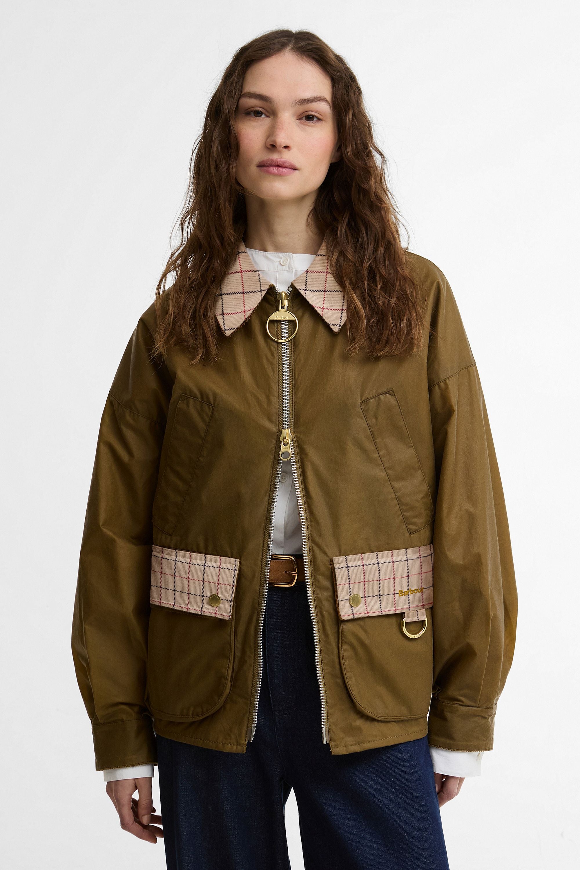 Launton Wax Jacket Sand/Beige Tattersall – Karen Walker
