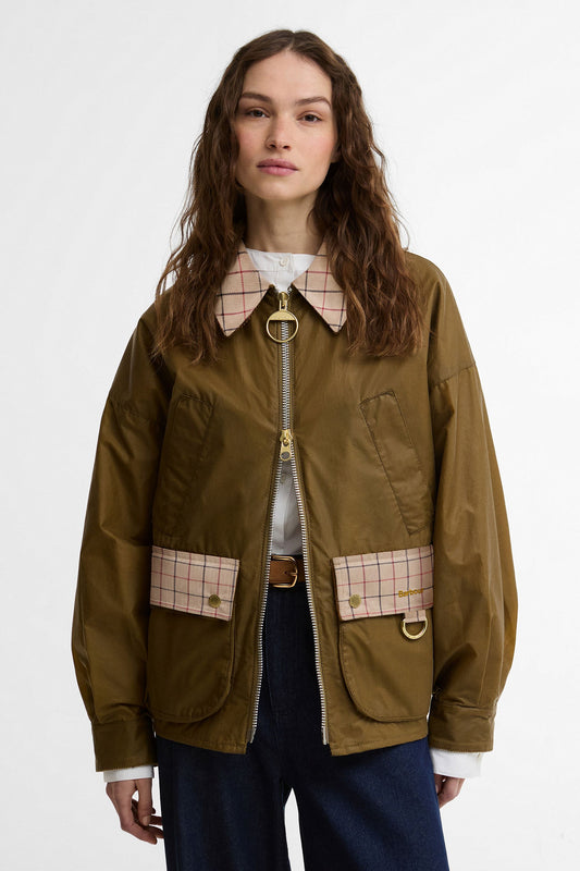 Launton Wax Jacket Sand/Beige Tattersall