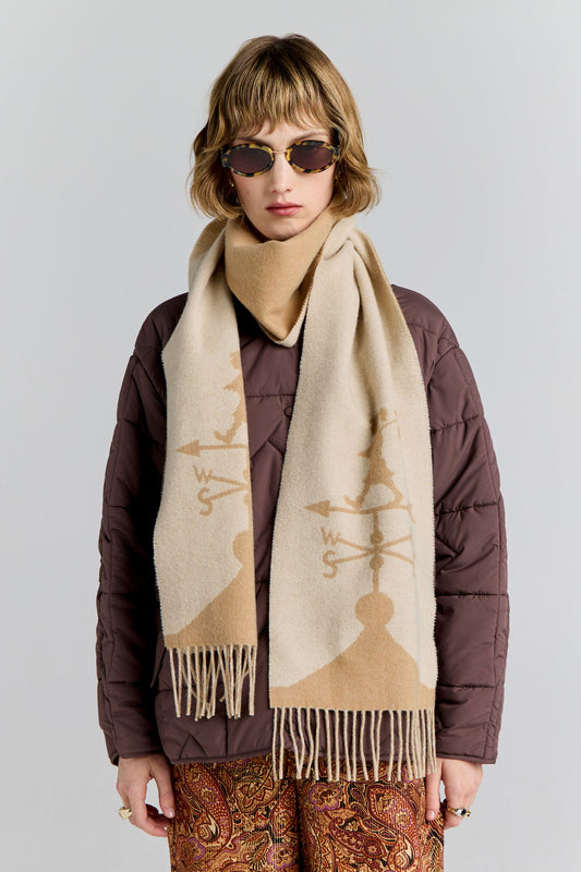 Weather Shop Jacquard Scarf Cream/Tan